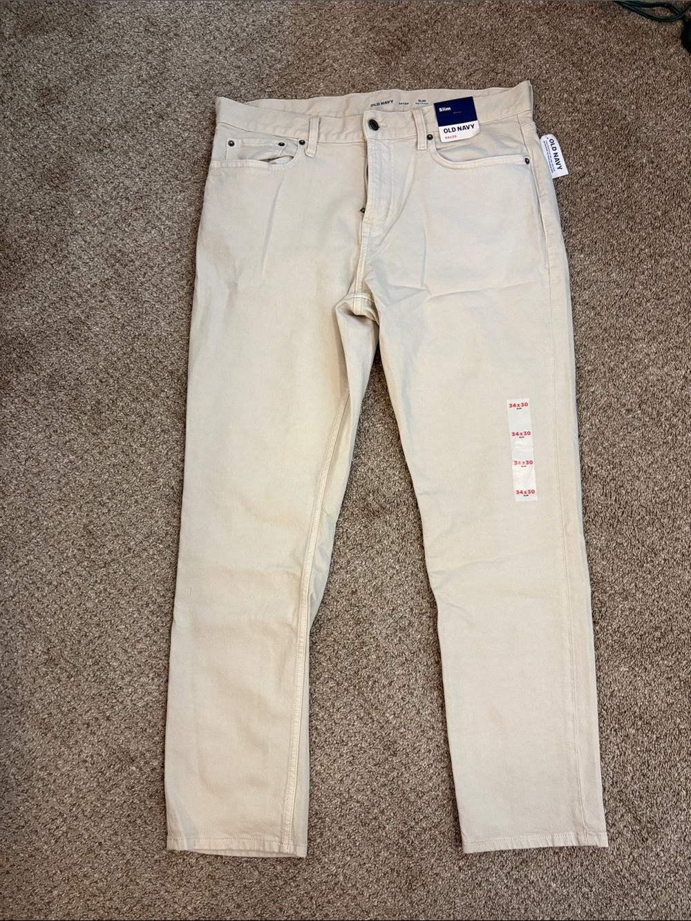 Old Navy Men's Slim Straight Jeans in Light Cream 34X30